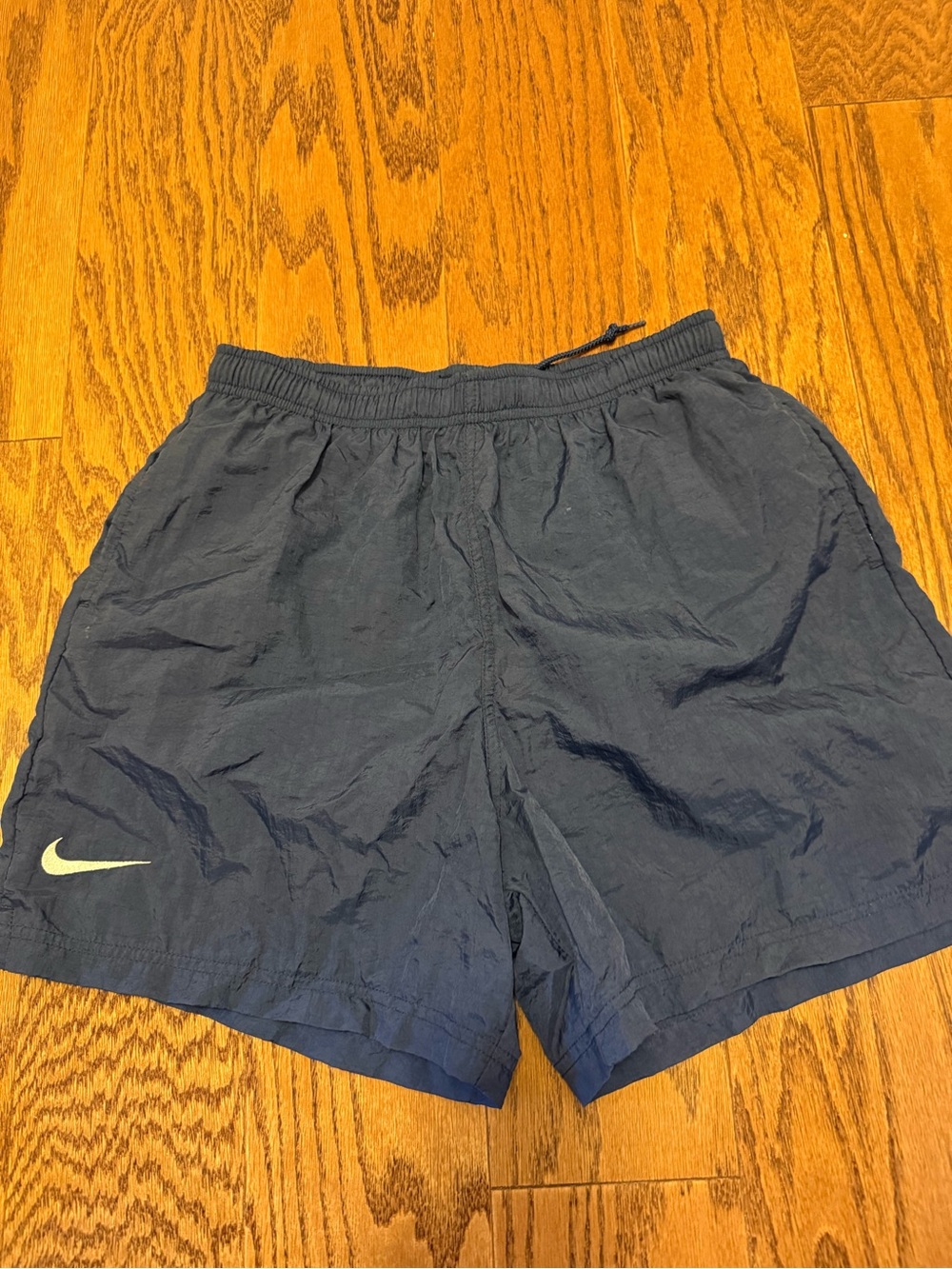 Vintage Nike 90’s Mesh Lined Shorts Trunk Material Double Sided Swoosh Logo S/M